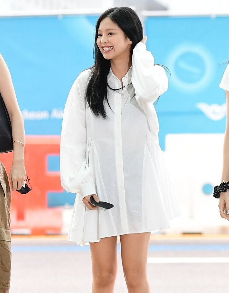 White Flared Shirt Dress