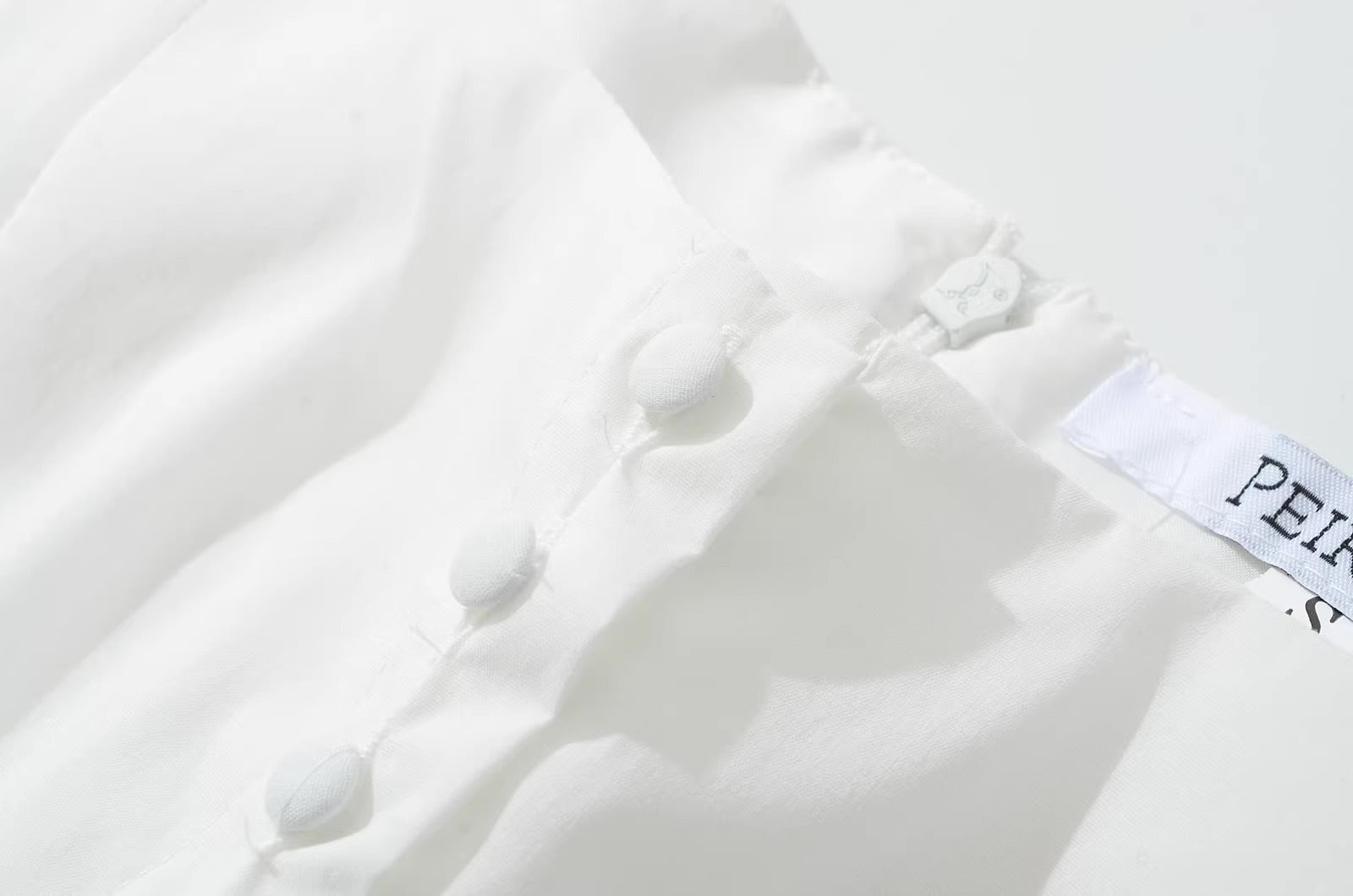 White Floral Embroidery Drop-Waist Dress