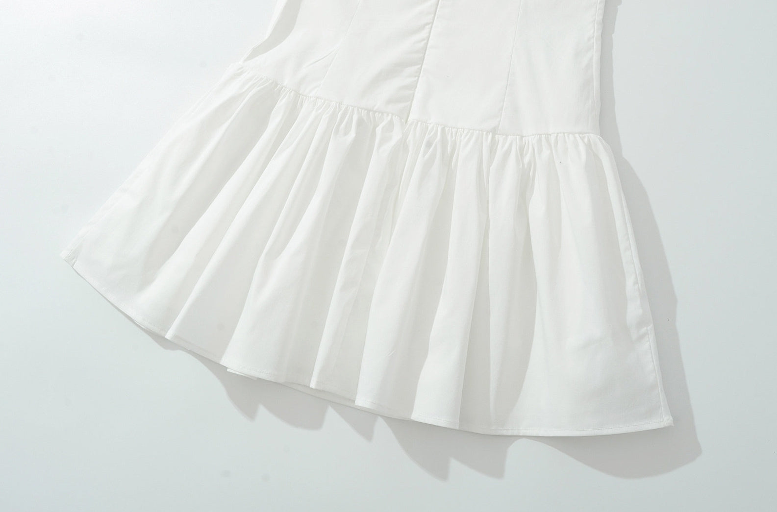 White Floral Embroidery Drop-Waist Dress