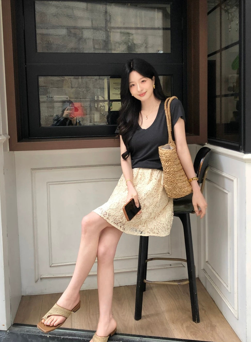 White Floral Lace A-Line Mini Skirt