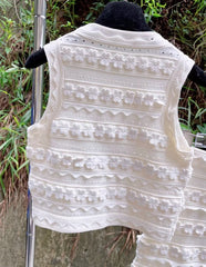 White Floral Lace Button Crop Top