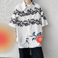 White Floral Print Tropical Shirt