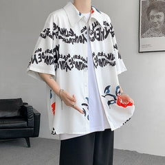 White Floral Print Tropical Shirt