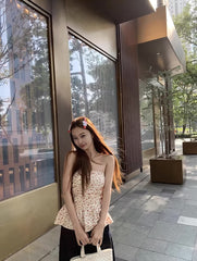 Beige Flower Pattern Tube Top