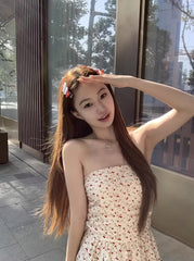 Beige Flower Pattern Tube Top