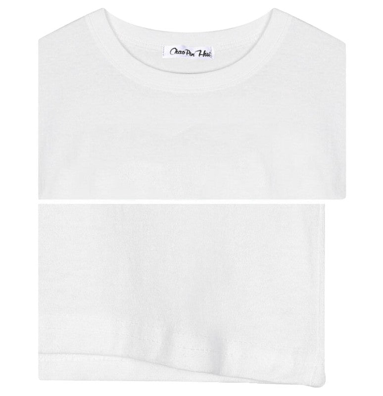 White Flower Print Crop T-Shirt