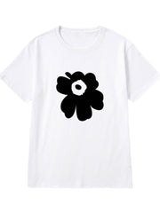 White Flower Printed T-Shirt