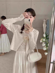 White Flower Thin Cardigan