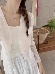White Flower Thin Cardigan