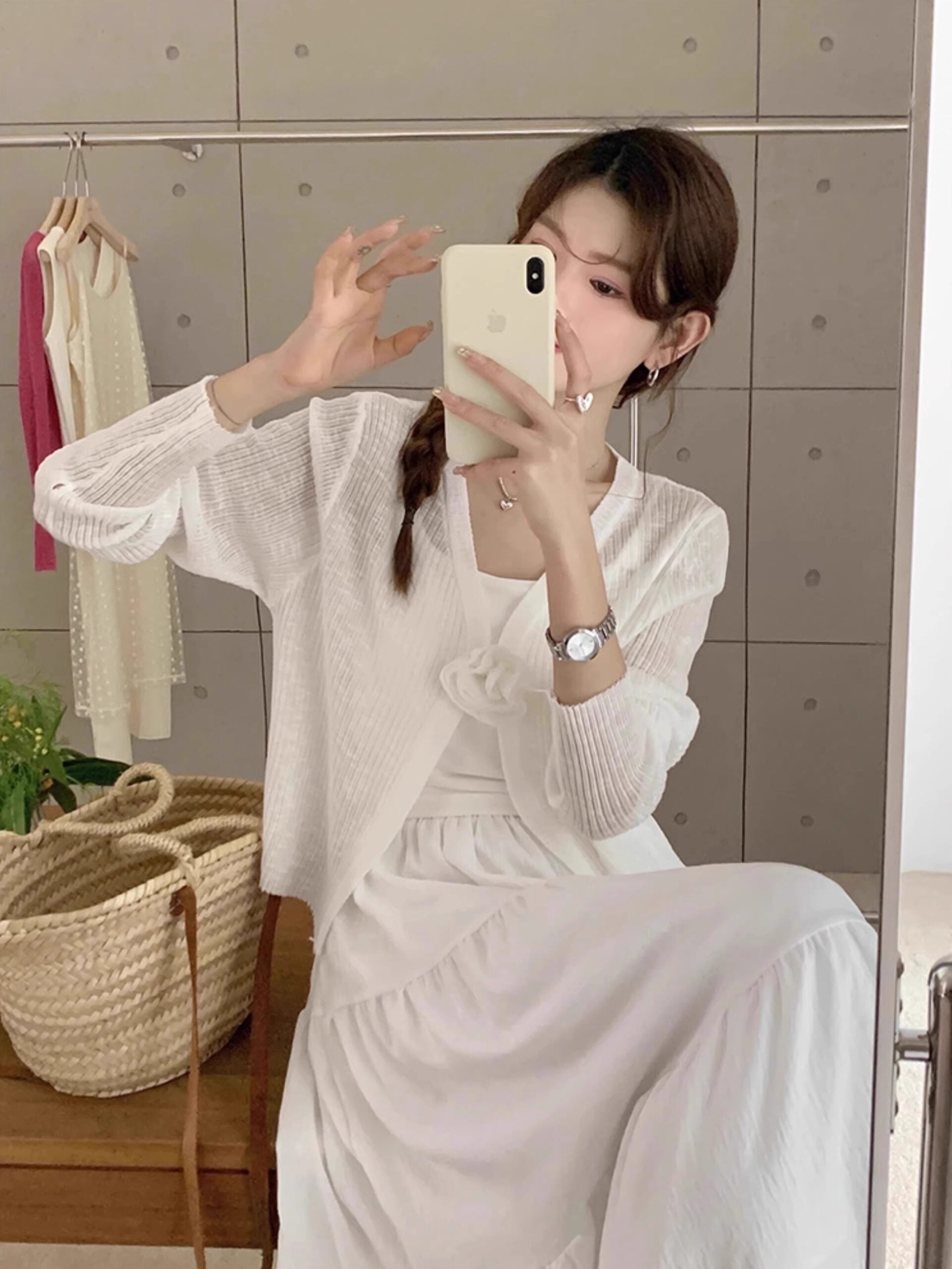 White Flower Thin Cardigan