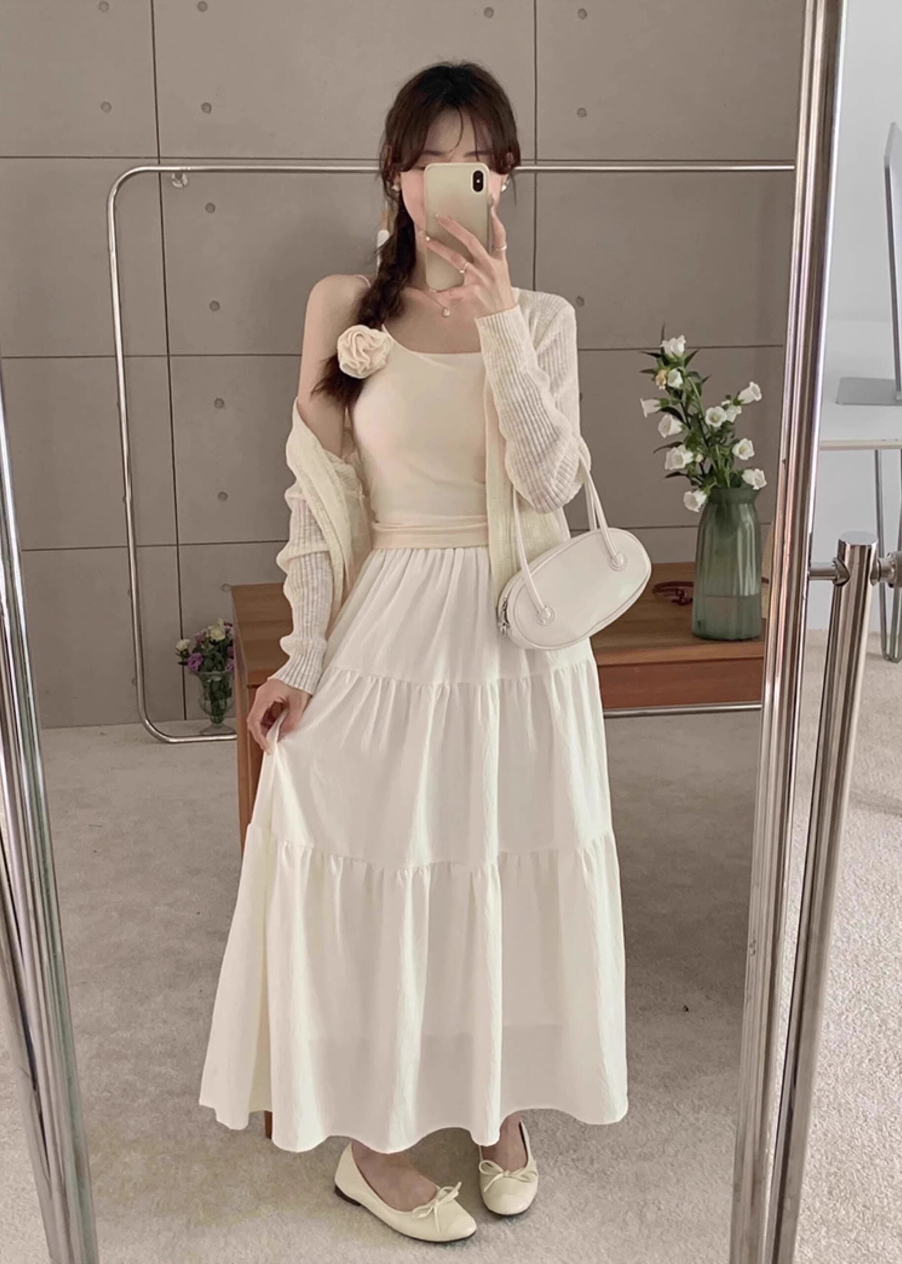White Flower Thin Cardigan