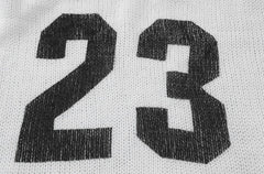 White Graphic Number Jersey Style Sweater