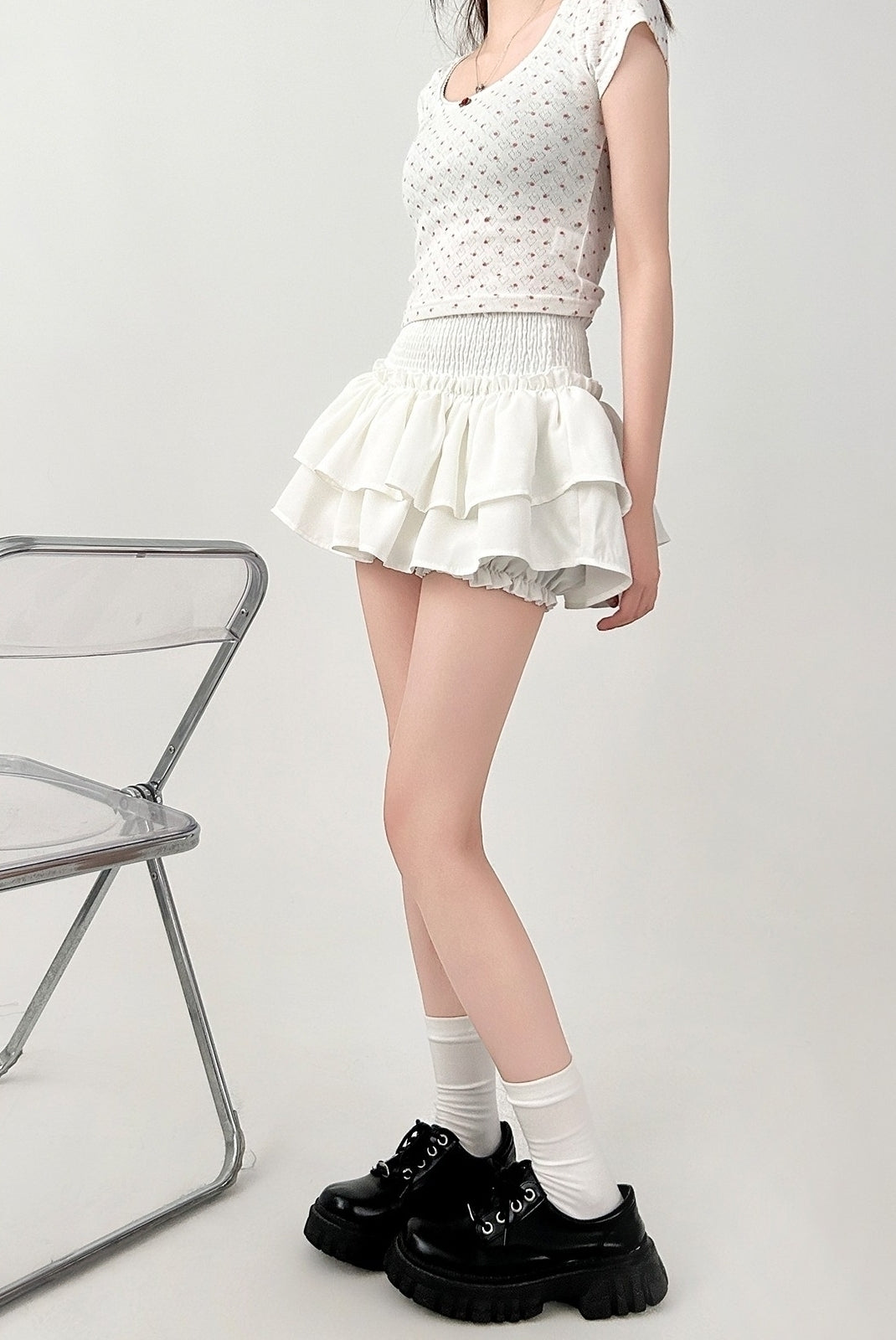 White High Waist A Line Cake Skirt Summer