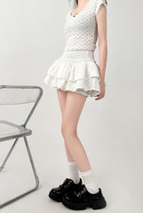 White High Waist A Line Cake Skirt Summer