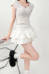 White High Waist A Line Cake Skirt Summer