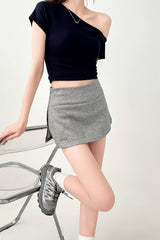 White High Waist A Line Slim Fit Skirt