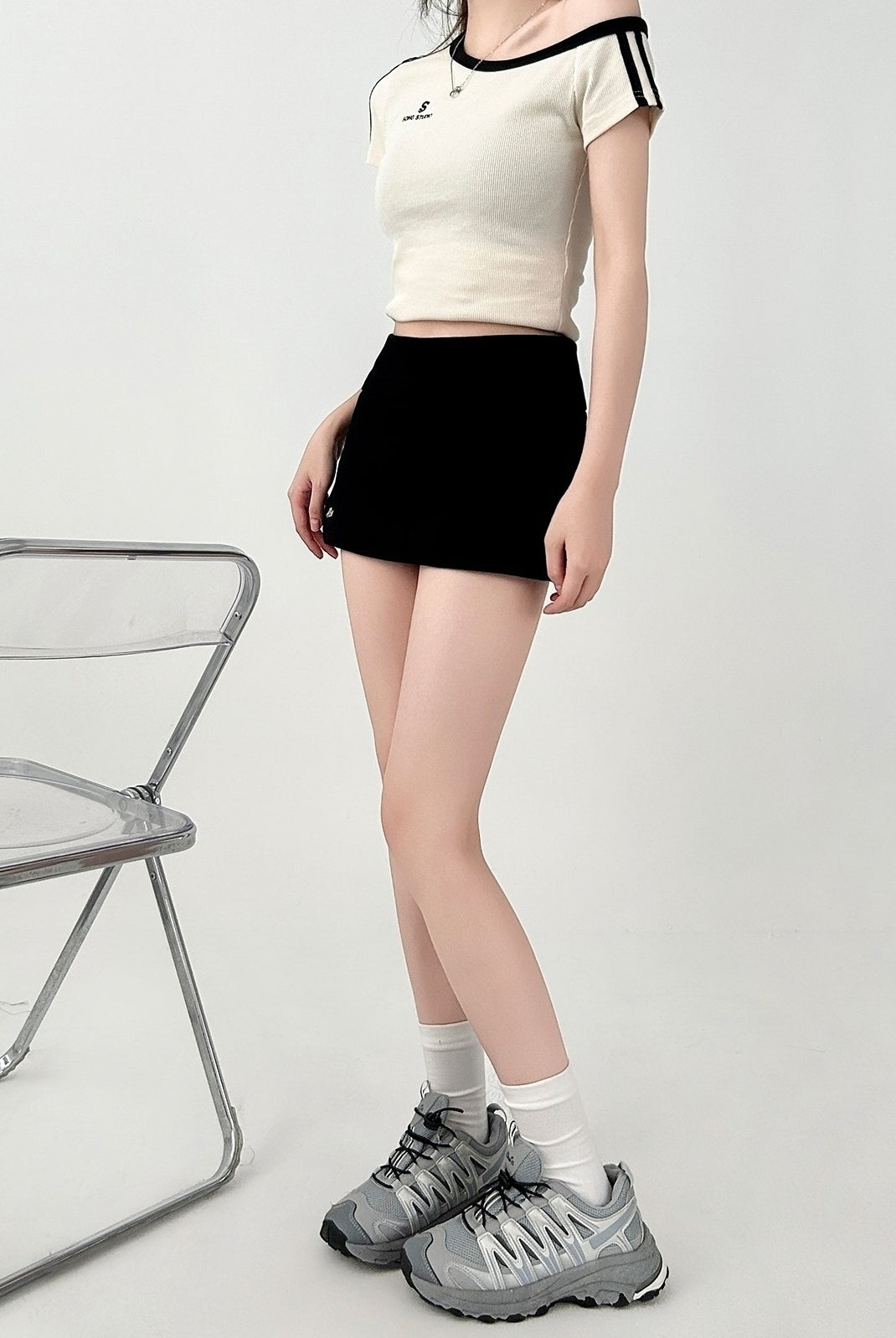 White High Waist A Line Slim Fit Skirt