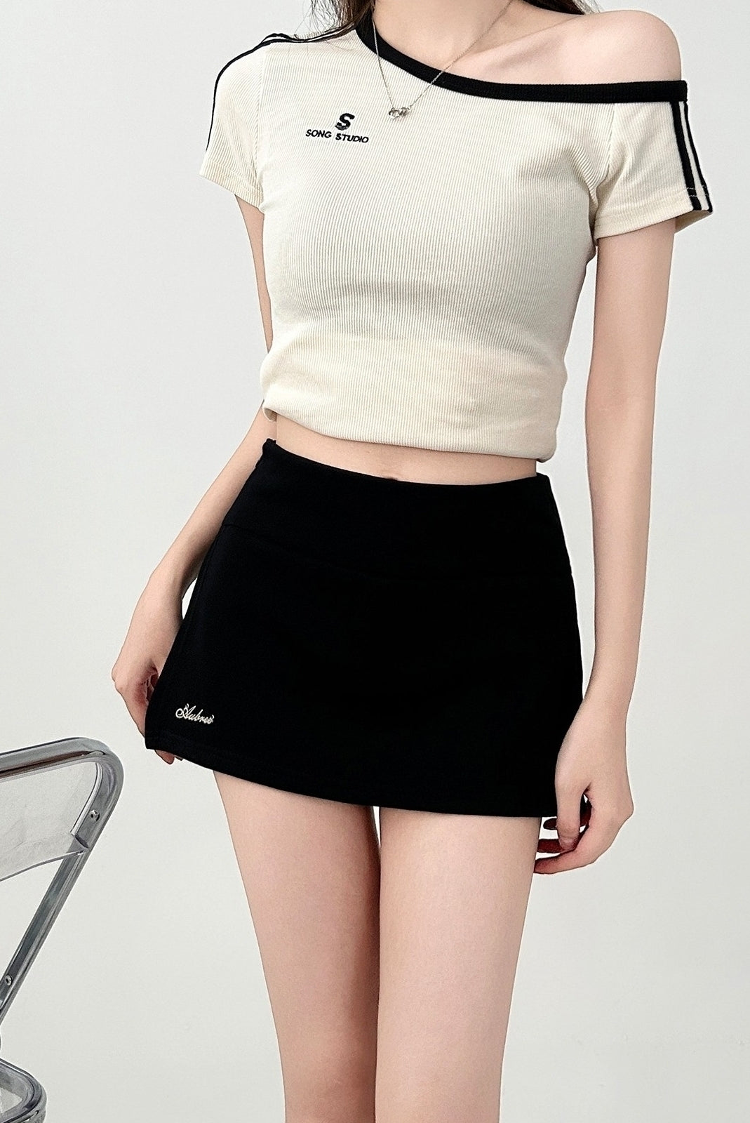 White High Waist A Line Slim Fit Skirt