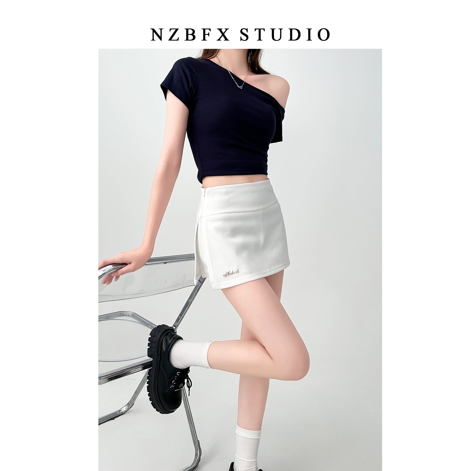 White High Waist A Line Slim Fit Skirt