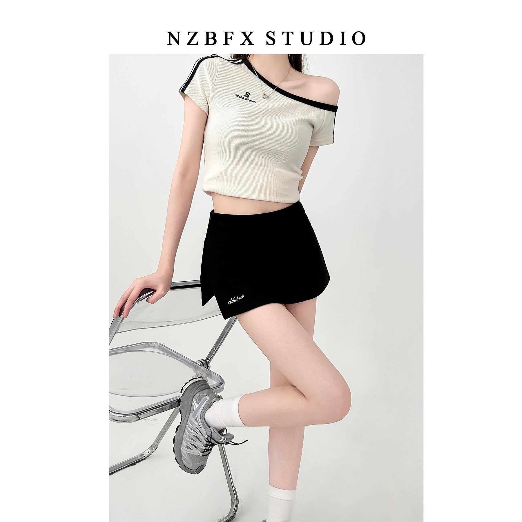 White High Waist A Line Slim Fit Skirt