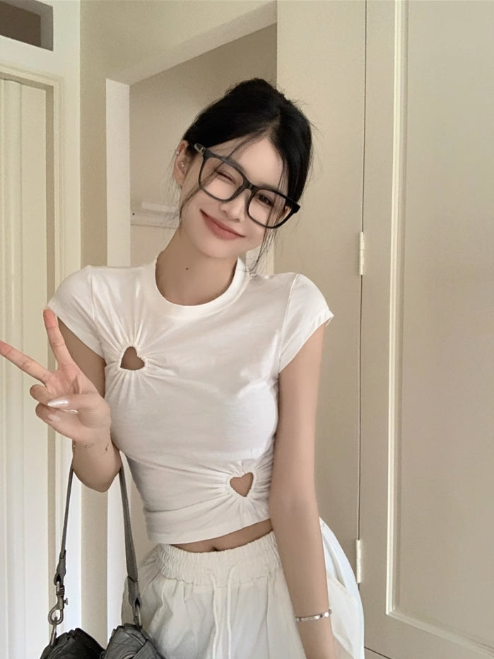 White Hollow Heart T-Shirt