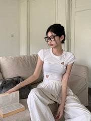 White Hollow Heart T-Shirt