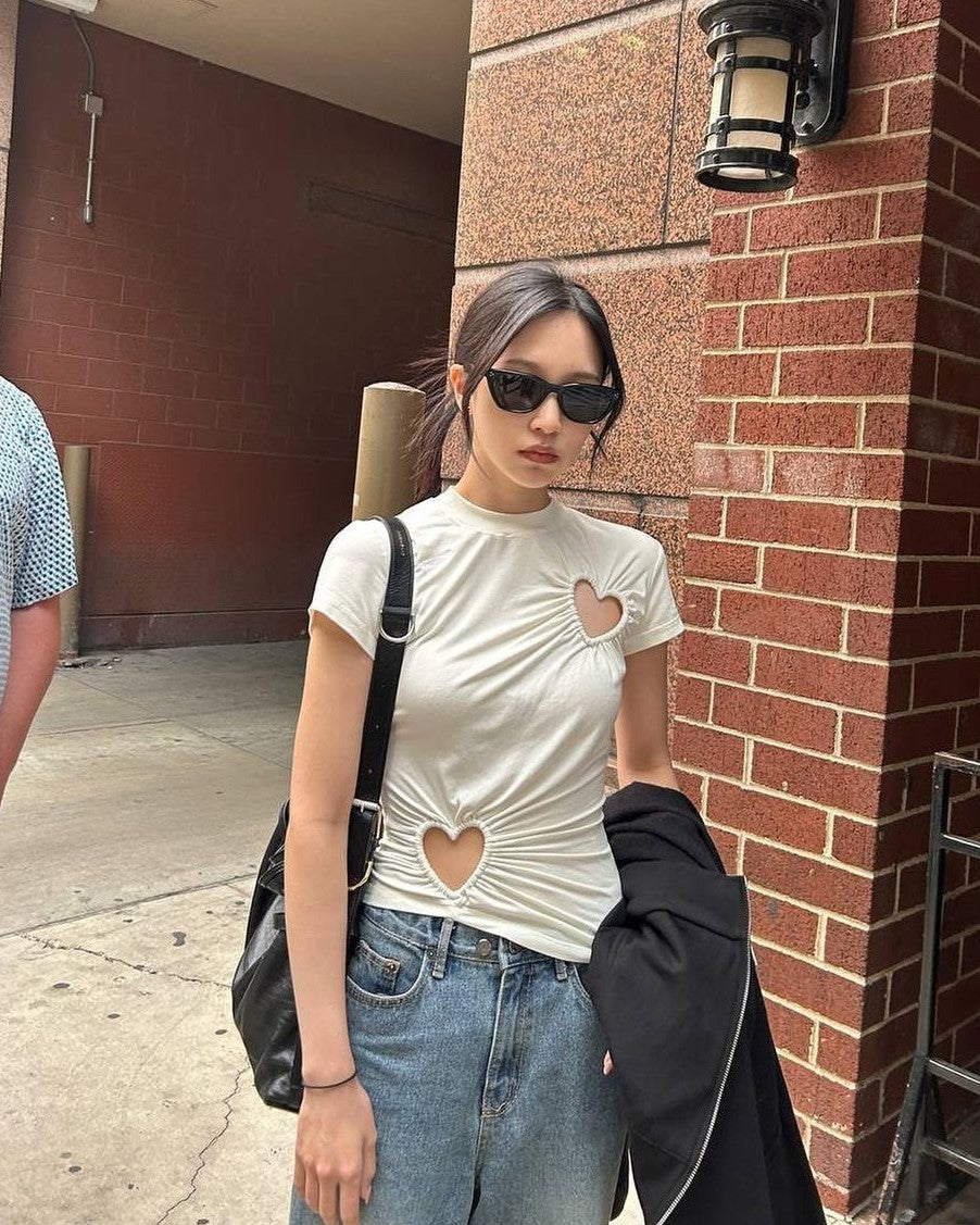 White Hollow Heart T-Shirt