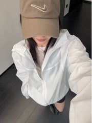 White Hooded Windbreaker Jacket