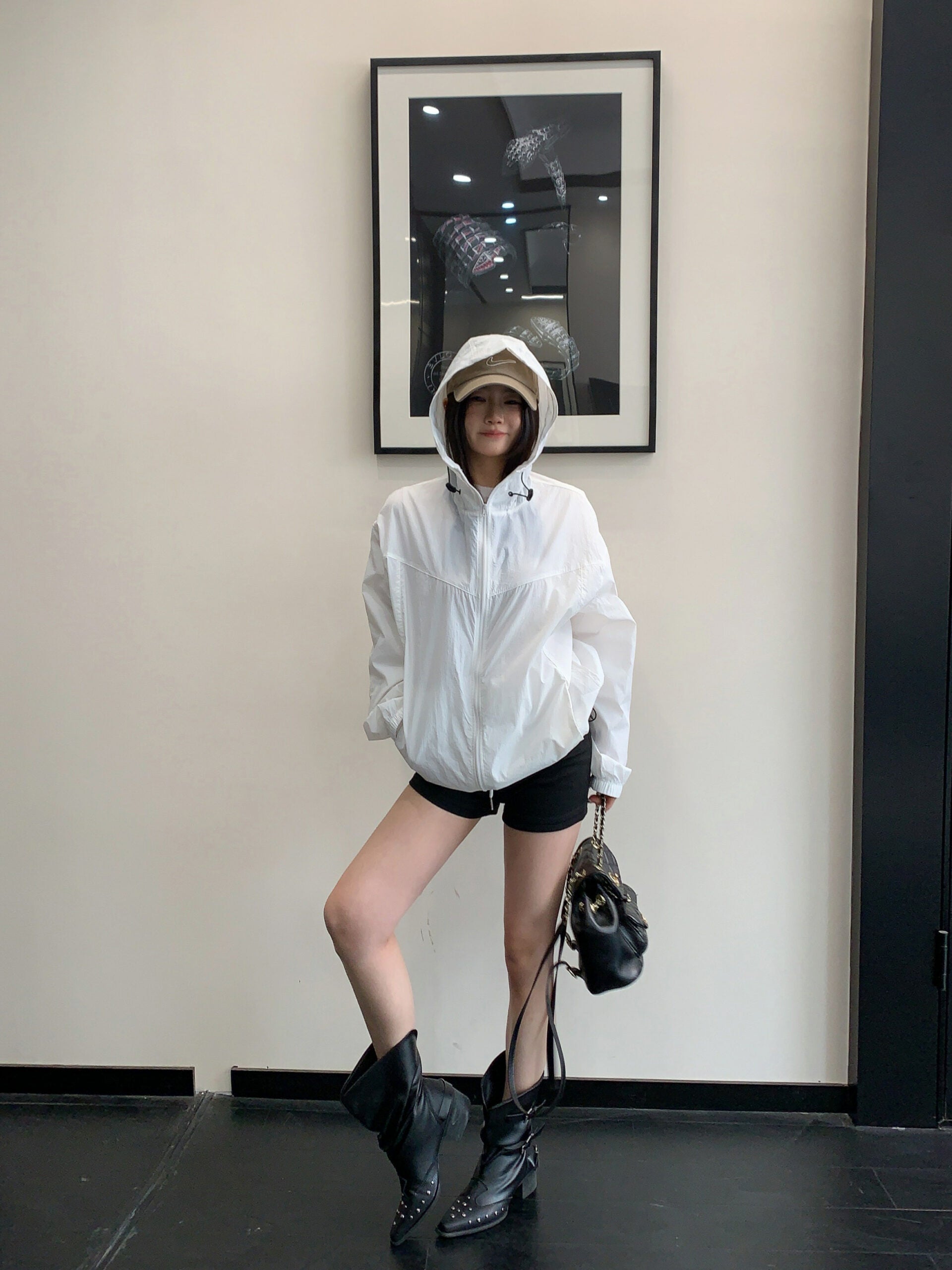 White Hooded Windbreaker Jacket