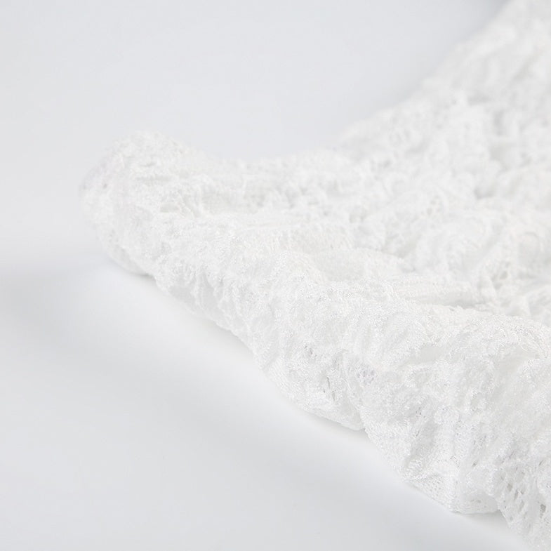 White Irregular Layered Lace Skirt