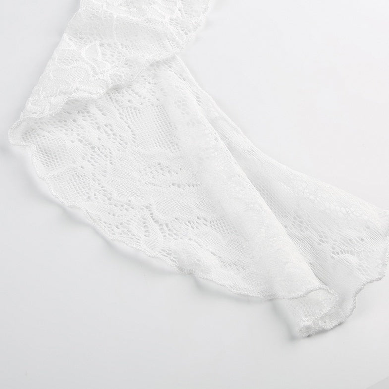 White Irregular Layered Lace Skirt