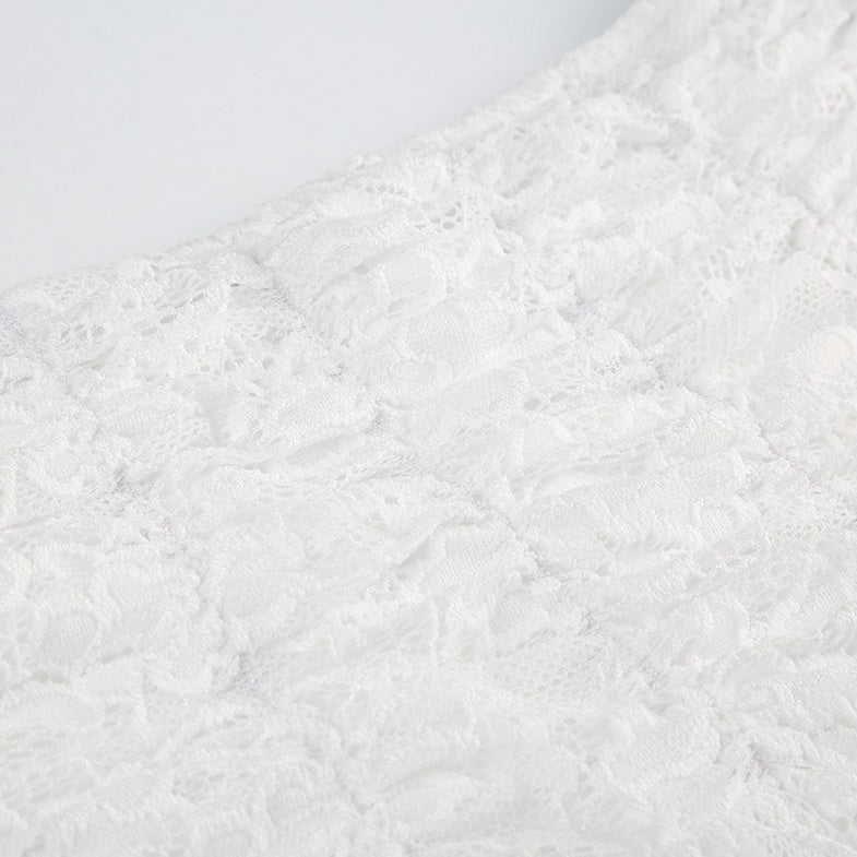 White Irregular Layered Lace Skirt