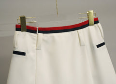 White Irregular Skort With Red And Black Linings