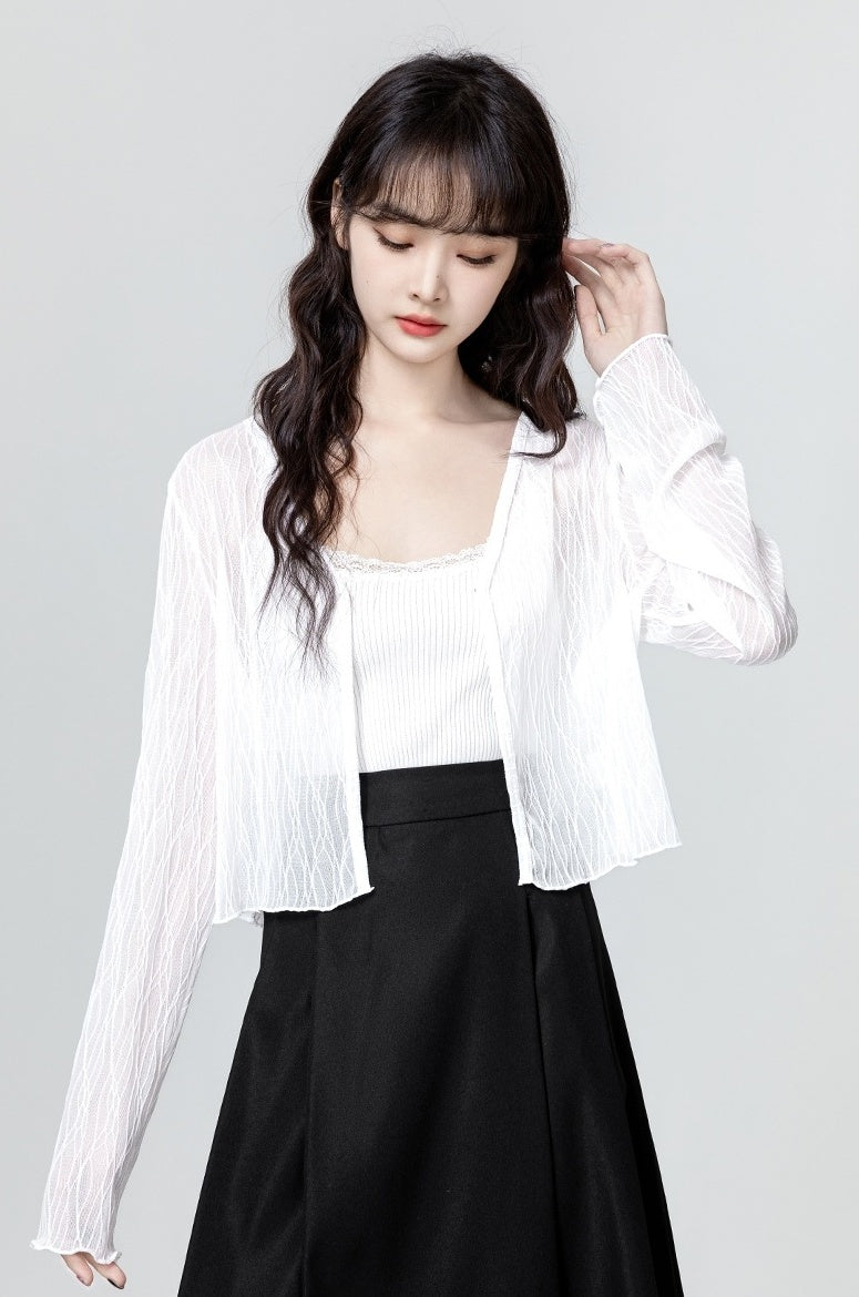 White Knit Sunscreen Cardigan Vneck Summer Top