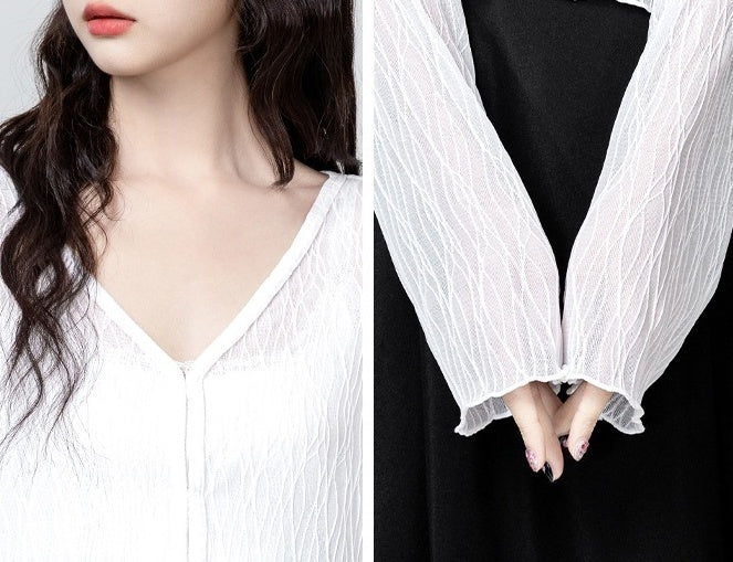White Knit Sunscreen Cardigan Vneck Summer Top