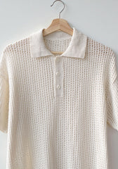 White Knitted Polo Shirt