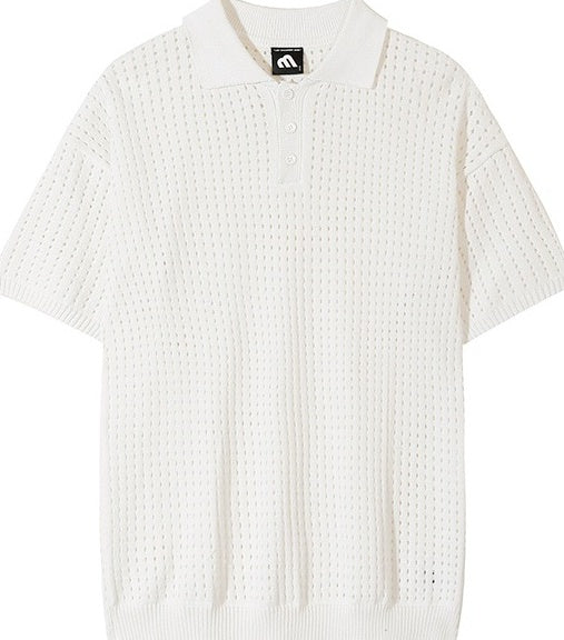 Vintage Knit Polo Short Sleeve Shirt
