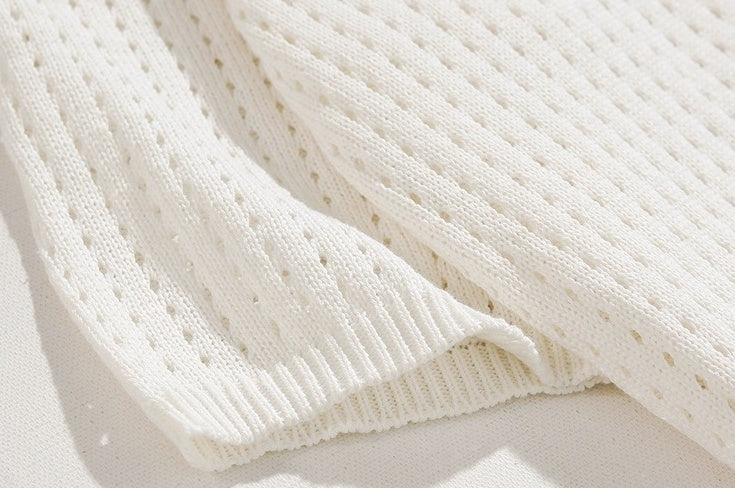 White Knitted Polo Shirt