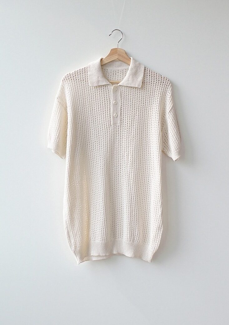 White Knitted Polo Shirt