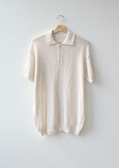 White Knitted Polo Shirt