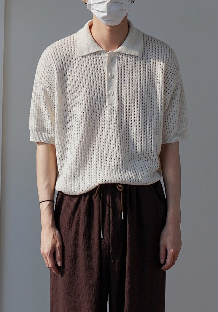 Vintage Knit Polo Short Sleeve Shirt