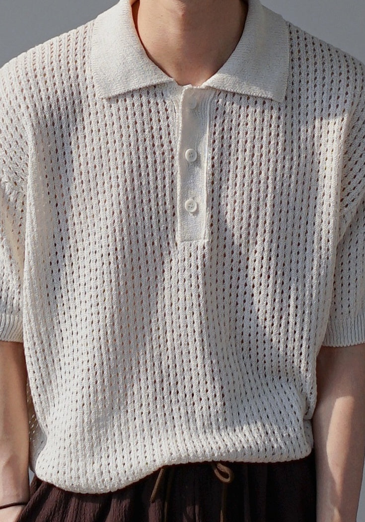Vintage Knit Polo Short Sleeve Shirt