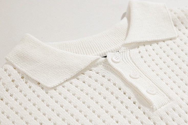 Vintage Knit Polo Short Sleeve Shirt