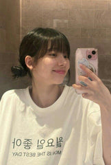 White Korean Statement Printed T-Shirt
