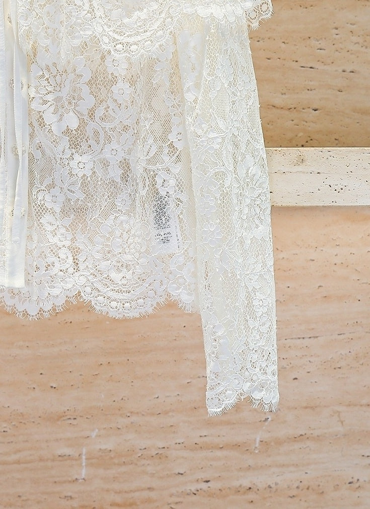 White Lace Cape Style Blouse