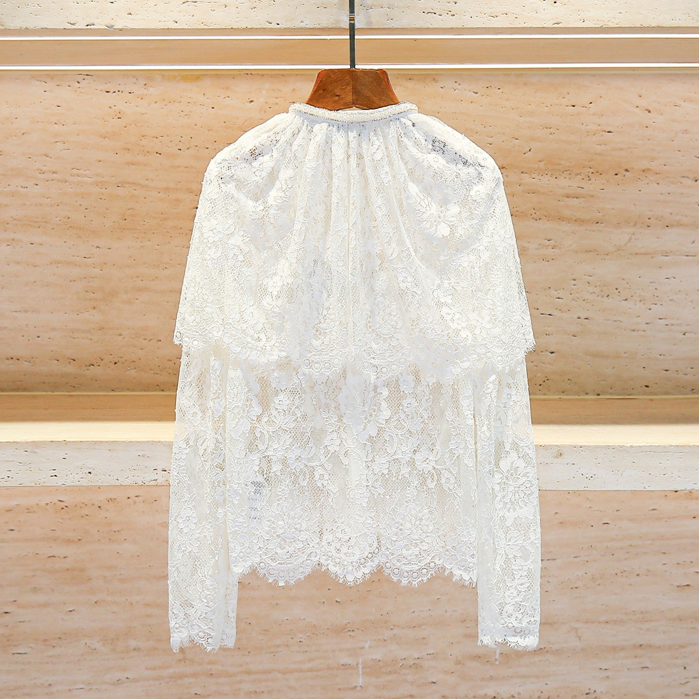 White Lace Cape Style Blouse