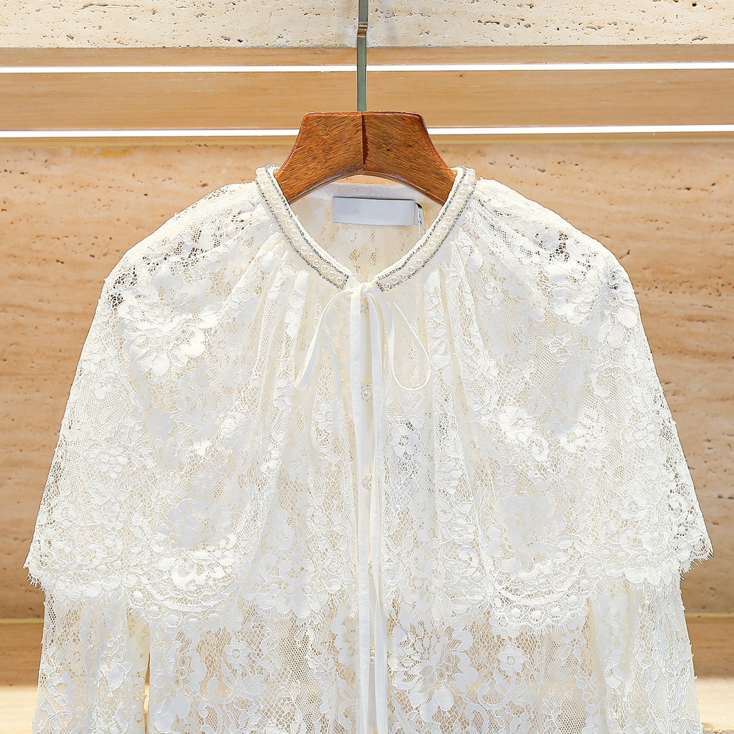 White Lace Cape Style Blouse
