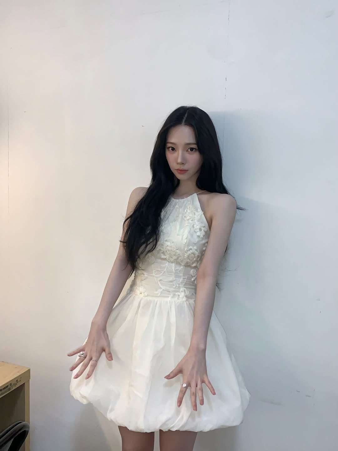 White Lace Halter Bubble Mini Dress