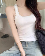 White Lace Linings Tank Top