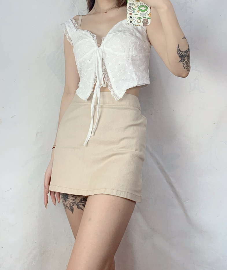 White Lace Open Front Top